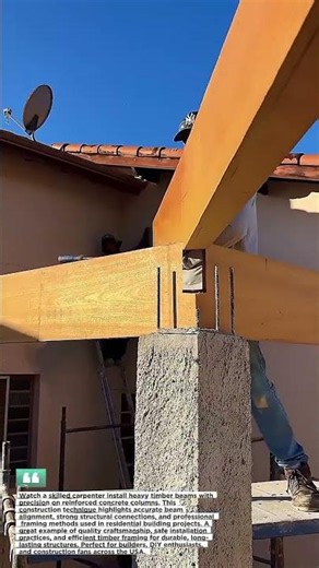 Perfect Timber Beam Joint Installation #Construction #Carpentry #Woodworking