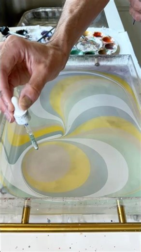 Marbled Magic 🎨 Spiral marbling pattern with retro colors 🌀 #marbling #artsandcrafts #papercraft