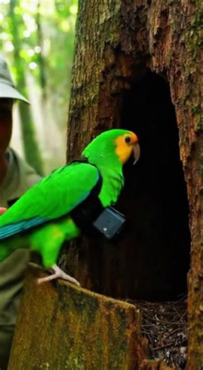 Tiny Camera on a Parrot Reveals a Secret Nest #forest