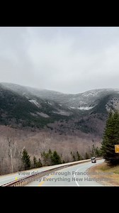 View driving through Franconia Notch. Snow covered mountain tops #fblifestyle Original audio | Everything New Hampshire