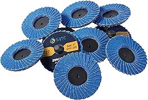S SATC 10 PCS 2 Inch Quick Change Flap Disc 120 Grit Roll Lock Flap Discs T27 Roll Lock Sanding Disc with High Density Zirconia Alumina Flat Roll Lock Disc Angle Grinder