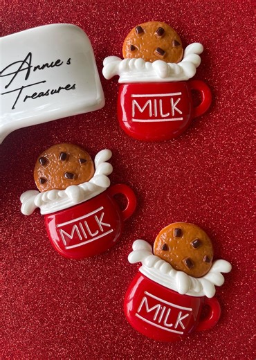 Large Milk and Cookie Flat Back Cabochon | Resin Milk Charm | Christmas Cabochon | Large Flat Back Milk and Cookie - Etsy