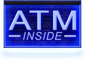 120049 ATM Inside 24 Hour Deposit Check Banking Display LED Light Neon Sign (16" X 12", Blue)