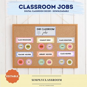 Digital, Downloadable, Colorful Classroom Template |custom, Decorative, Tasks Printable |editable, Accountable, Organisable Classroom Jobs - Etsy