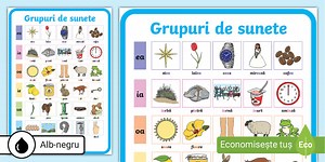 Grupurile de sunete „ea, ia, oa, ie, ua, uă” Planșă cu diferite dimensiuni
