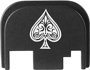 NDZ Performance Rear Slide Cover Back Plate for Glock Gen 1-4 Laser Engraved Hardcoat Anodized Aluminum in Black - Ace of Spades