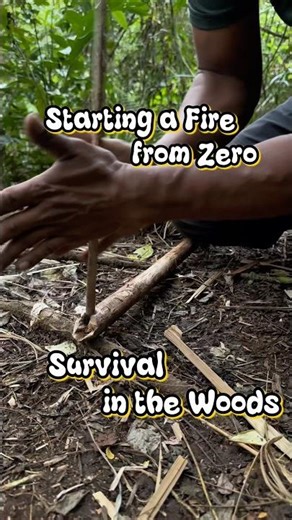 Starting a fire from zero, Survival in the woods #primitivefirelighting #survival