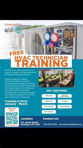 Free HVAC Training from January to March. Sign uP! Today.
