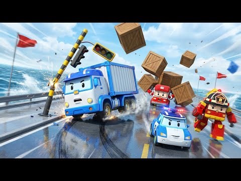 Dangerous Truck Crash! 🚚💥 Heavy Load & Braking Safety Rescue | Robocar Poli | The Magic Bus