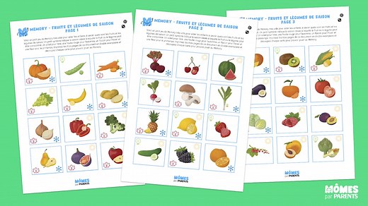 Memory à imprimer : Les 4 saisons des fruits et    légumes