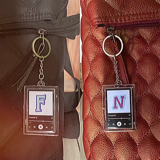 Custom Spotify Keychain with Initials F&N | Unique Alphabet Keychain