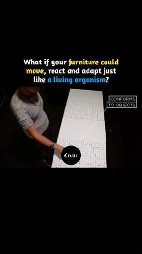 Creatr 𝄃𝄃𝄂𝄂𝄀𝄁𝄃𝄂𝄂𝄃 on Instagram: "MIT’s TRANSFORM project turns ordinary objects into shape-shifting, interactive displays that respond to people in real time. It was developed by the Tangible Media Group at the MIT Media Lab to explore what future interfaces could look like — not flat screens, but physical surfaces that move, change, and communicate through motion. ￼ The installation uses over 1,000 tiny pins controlled independently and sensors that detect human movement, letting the