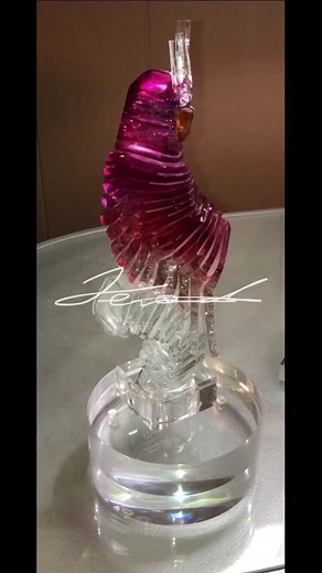New! Hand-Cut Glass Ruby Parrot 🦜 Sculptures | Darryl Collins