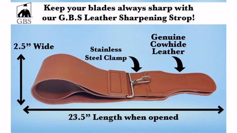 Gents Leather Razor Strop 2.5" x 22" Super Soft Cowhide Dual Straps with Clip Sharpening Razor, Knifes & Kitchen Cutlery, Keeps Your Blade Sharp