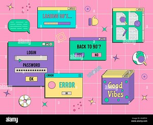 Set of vaporwave UI and UX elements. PC retro game frame. Nostalgic style 70s, 80s, 90s Stock Vector Image & Art - Alamy