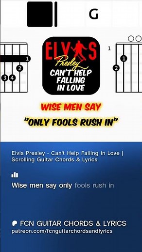 Elvis Presley - Can't Help Falling In Love | Scrolling Guitar Chords & Lyrics #guitar #guitarchords