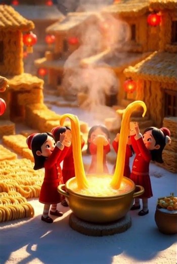 A Noodle Town New Year Cartoon #relax #cute #funny #visualtingle #toys #animation #triggersforsleep