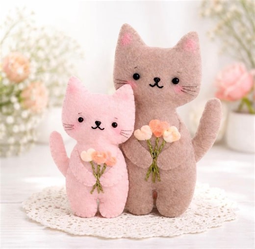 Easy Felt Cat Sewing Pattern PDF SVG, Beginner Friendly Cat Plush Ornament DIY - Etsy Australia