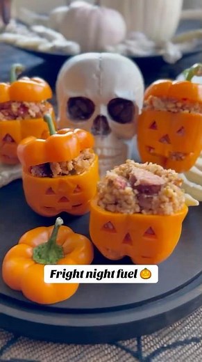 Jack-O’-Lantern Stuffed Peppers | Easy Halloween Dinner Idea 🎃