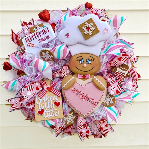 Gingerbread Chef Wreath | Gingerbread Holiday Cookie | Whimsical Kitchen Wall Decor | Beedazzlewreaths - Etsy