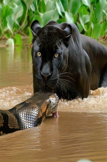 Jaguar vs Anaconda – Shocking River Showdown #shorts
