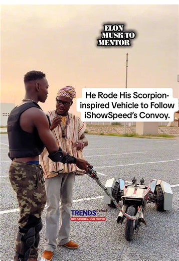 He Rode His Scorpion-inspired Vehicle to Follow iShowSpeed’s Convoy. Watch How It Works! —subscribe to TrendsO’clock and watch the full interview out on YouTube. link in bio🔗 Follow us now and let’s grow together and to be able to bring you more brilliant and inspiring stories from Ghana and the world❤️