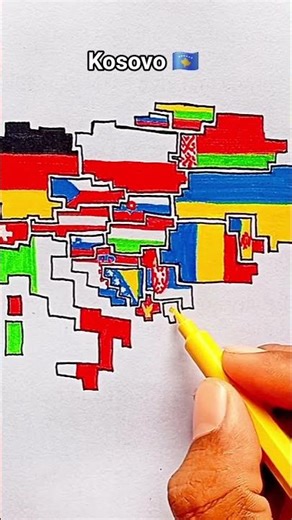Draw Flag Map of Kosovo 🇽🇰 #kosovo #flag