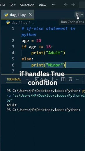 Day 12 – if-else Statement in Python | 100 Days of Python 🐍 #shorts