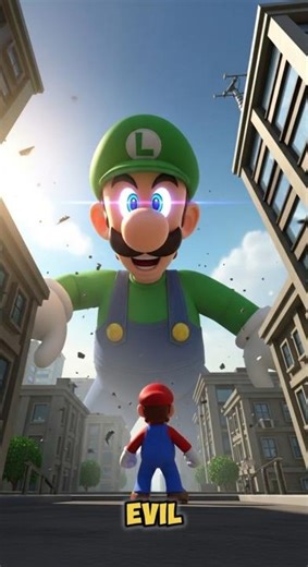 Luigi turned GIANTLY EVIL and SCARED Super Mario!! #trending #mario #shorts