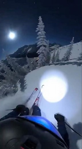 🌙 Midnight Ski POV | Moonlit Alpine Descent Under Full Moon