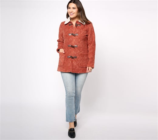Denim & Co. Heritage Fleece Bonded Sherpa Jacket with Toggles - QVC.com