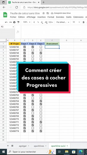 Créer des cases à cocher progressives dans Gsheets #excel #raccourci #rapide #astuce #learnontiktok