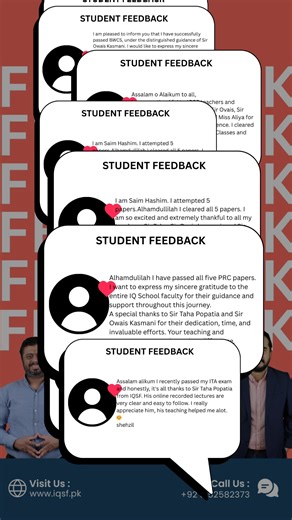 Students sharing their experience of studying with IQSF. Smart classes, clear guidance, and teachers who make tough topics simple this is why our students trust the process and keep coming back. Start your CA prep with a setup built for real results. Visit iqsf.pk or call 0315-2582373. [ca icap iqsf iqschooloffinance review castudy cafprc] | IQ School of Finance