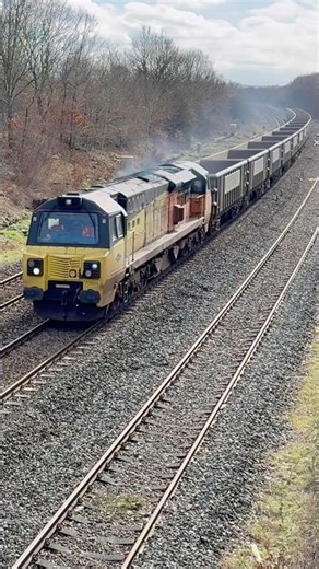 Colas Rail Class 70 thundering through Treeton, Rotherham with tones