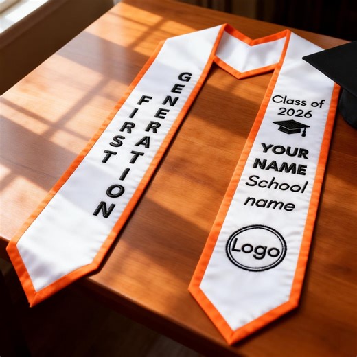 Custom Embroidery Graduation Stole, Personalized Graduation Sash, First Generation Stole, Class of 2026, Custom Stole - Etsy