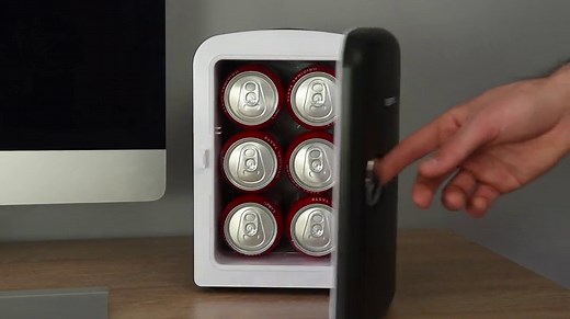 Chefman - Iceman Mini Portable Blue Personal Fridge Cools Or Heats & Provides Compact Storage For Skincare, Snacks, Or 6 12oz Cans W/ A Lightweight 4-liter Capacity To Take On The Go