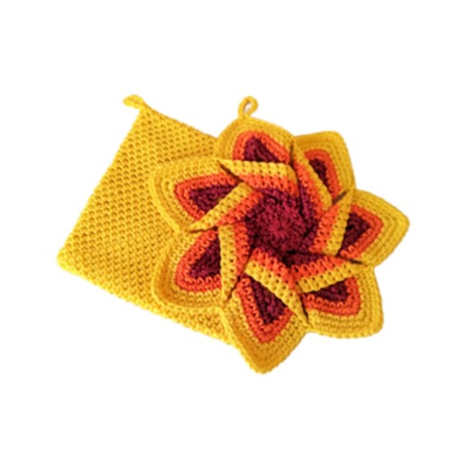 Crochet Hot Pad Set, Star Flower Potholder, Sunset Color Kitchen Decor - Etsy