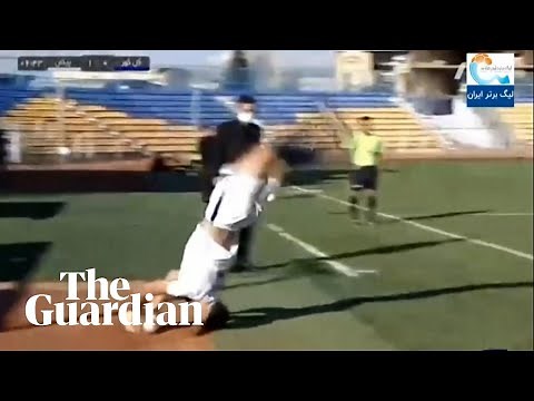 Somersault throw-in goal in Persian football match