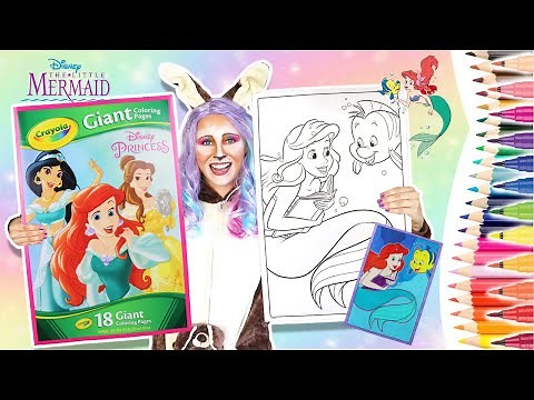 How To Color PRINCESS ARIEL & FLOUNDER! |GIANT Disney Little Mermaid Coloring Page|Pencils & Markers