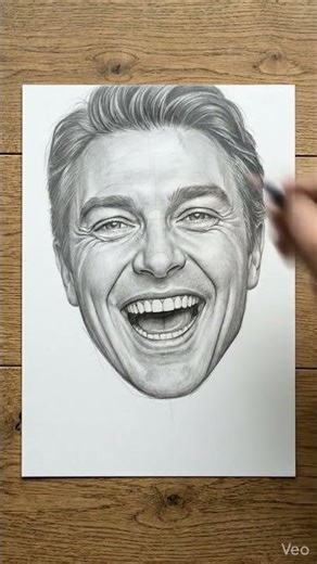 Laughing Man Face Drawing ✏️ Blue Pencil Timelapse (Top-Down Tutorial)