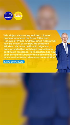 He will now be known as Andrew Mountbatten Windsor and not as a prince. #9Today | TODAY