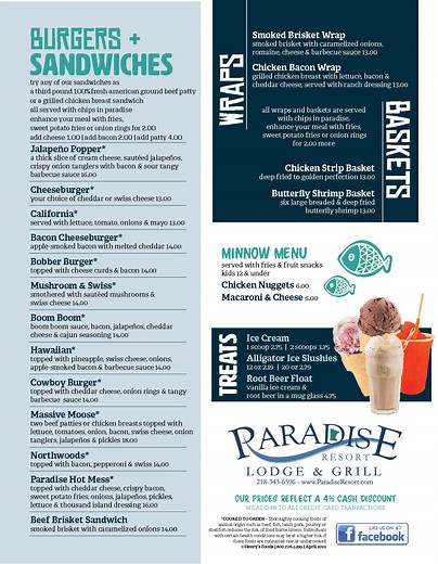 Paradise Resort Lodge & Grill - Bemidji MN Restaurant