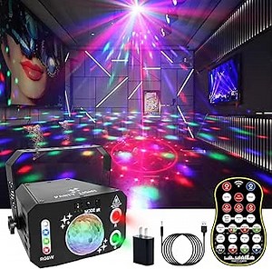 Wuzstar 7 Lens Disco Ball Lights,USB Powered RGBW DJ Strobe Lighting Sound Activated,Laser Party Light Indoor Outdoor for Xmas Club Bar Parties Holiday Christmas Home Decoration