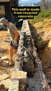 2.7M views · 10K reactions | Placing the final 'stones' in this recycled concrete retaining wall #stonework #landscaping #construction #diy #satisfying #recycling | Ivey Masonry | Facebook