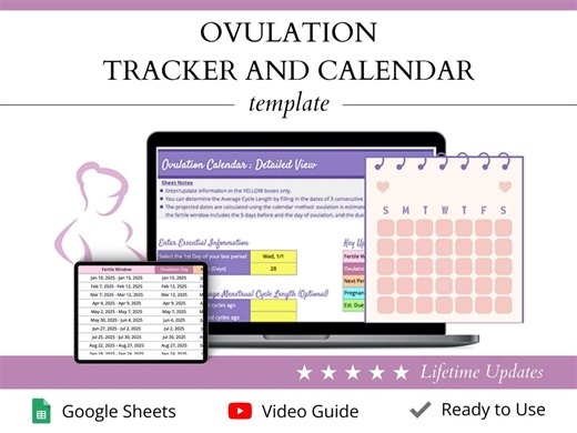 Suivi de l'ovulation | Modèle Google Sheets | Calendrier, dates clés d'ovulation et cartographie | Feuille de calcul, outil de suivi numérique - Etsy France