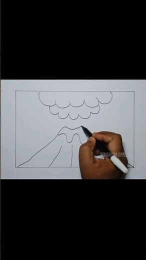 Cara menggambar gunung meletus mudah sekali