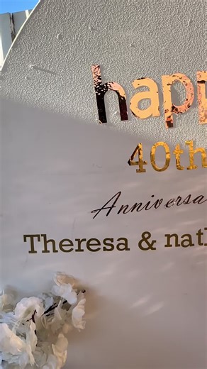 40th wedding anniversary celebration Small intimate dinner 20 guest Rose gold and burgundy Nathan and Theresa