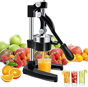 Manual Citrus Juicer, Commercial Fruit Press for Lemon, Pomegranate, Orange, Lime Juice, Stainless steel hand-operated juicer，Manual Juicer，Easy-to-Clean Hand Press Orange Juicer (Black)