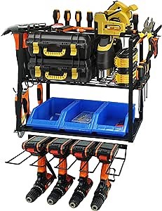 Amazon.com: Power Tool Organizer Wall Mount, Power Tool Storage Rack Drills Holder Heavy Duty, 4 Layer Metal Shelf Utility Tools Rack with Pliers Hammers Screwdrivers Holder, Rack for Garage Home Workshop : Everything Else