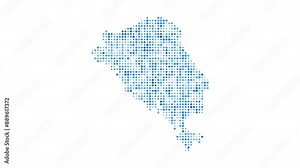 Colon Island dotted digital map. Map of Colon Island with pulsating colored circles. Shape filled with blue disks. Authentic video. Stock Video